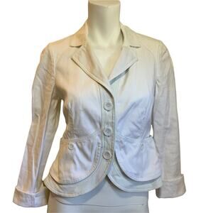 Armani Collezioni White Cotton Blend Jacket with Lamb Leather Trim Antinea Srl 4